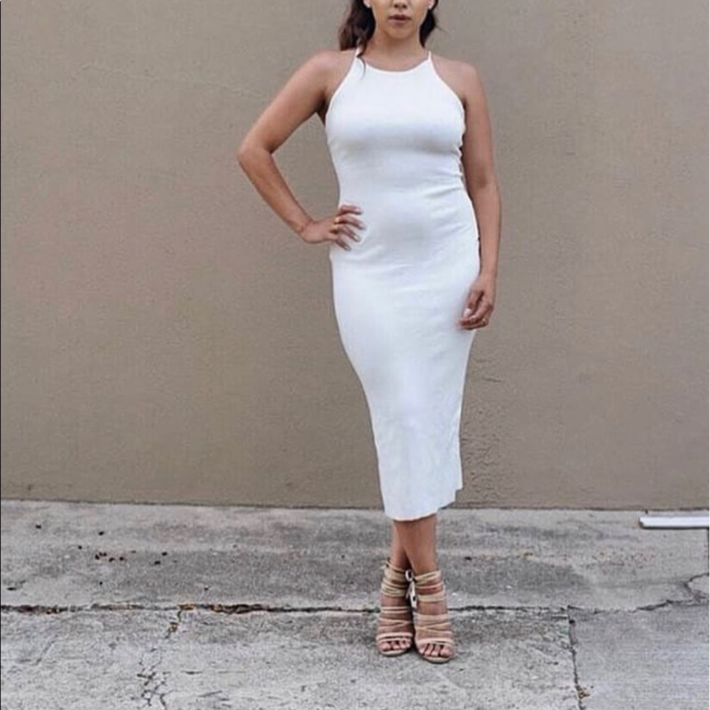 NEW* White thick knit cross back dress